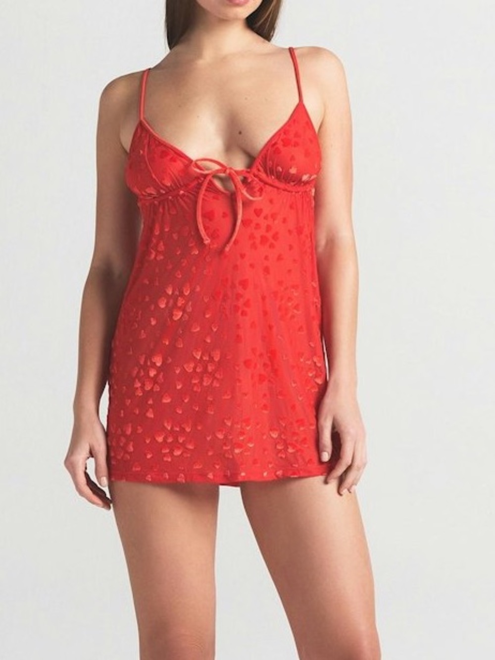 SKIMS SHEER VELVET BABYDOLL DRESS RUBY S
